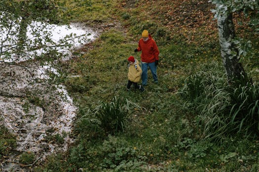 image of family hiking in a national park