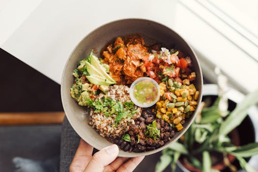 Colorful salad featuring lentils, quinoa, and chickpeas