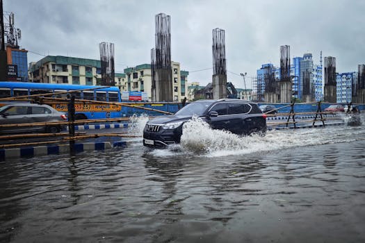 urban flooding after heavy rain