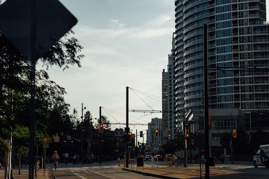 busy city street with cyclists