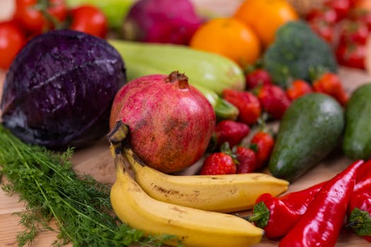 colorful assortment of organic fruits and vegetables