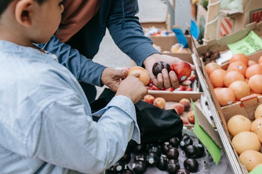 Fresh fruits and vegetables at a local market