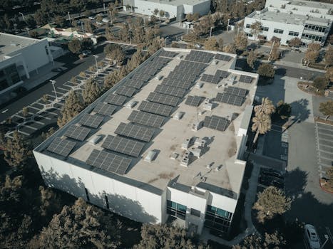 solar panels on a building rooftop