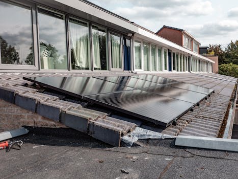 solar panels on a city rooftop