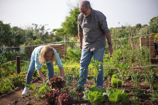 family planting a garden together