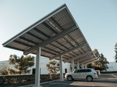 green urban venue with solar panels