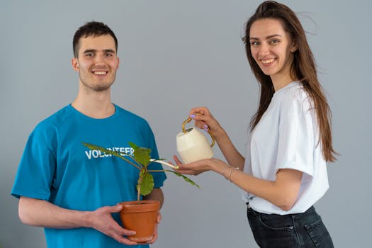 volunteers participating in a community garden