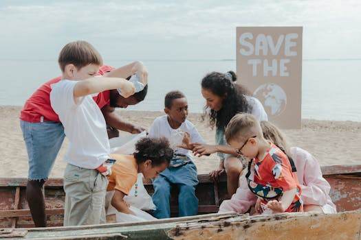 volunteers participating in a beach clean-up event