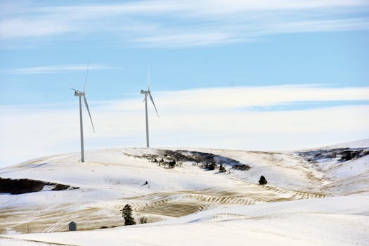 Wind turbine against a clear blue sky